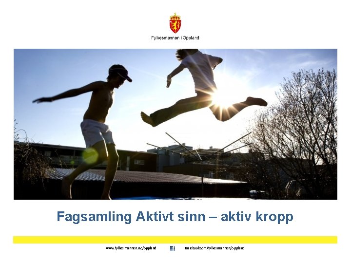 Fagsamling Aktivt sinn – aktiv kropp www. fylkesmannen. no/oppland Facebookcom/fylkesmannen/oppland 