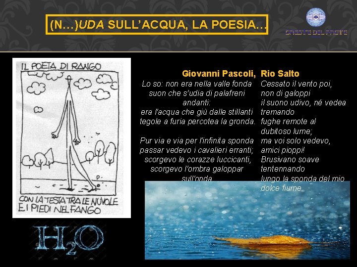 (N…)UDA SULL’ACQUA, LA POESIA… Giovanni Pascoli, Rio Salto Lo so: non era nella valle