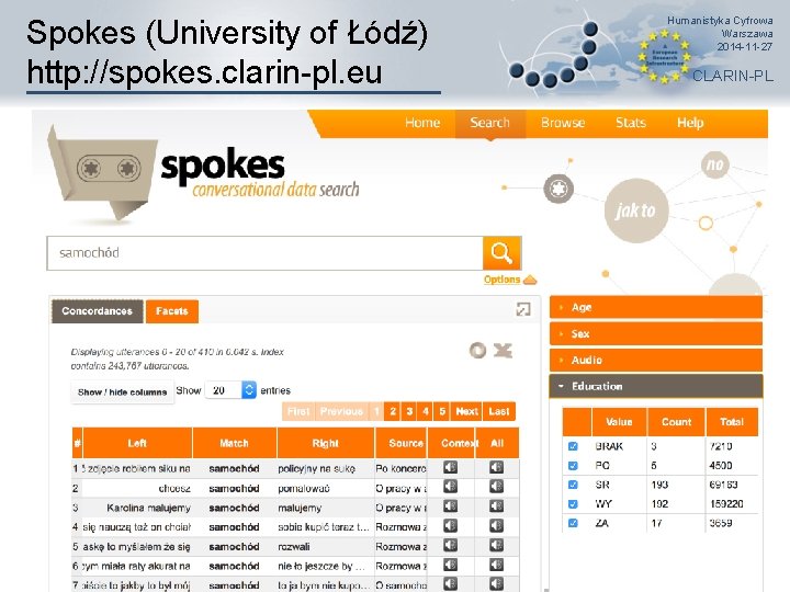 Spokes (University of Łódź) http: //spokes. clarin-pl. eu Humanistyka Cyfrowa Warszawa 2014 -11 -27