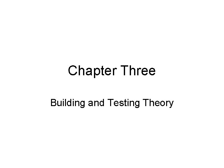 Chapter Three Building and Testing Theory 