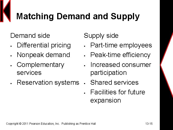 Matching Demand Supply Demand side Supply side § Differential pricing § Part-time employees §