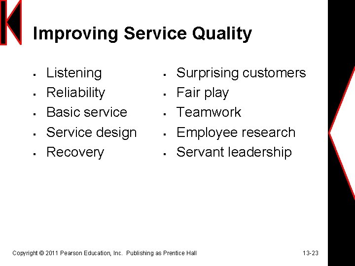 Improving Service Quality § § § Listening Reliability Basic service Service design Recovery §