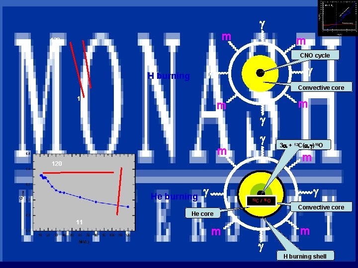 m 120 INAF g m CNO cycle g g H burning Convective core 11