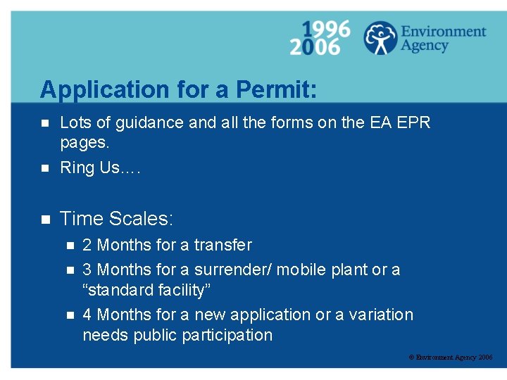Application for a Permit: g Lots of guidance and all the forms on the