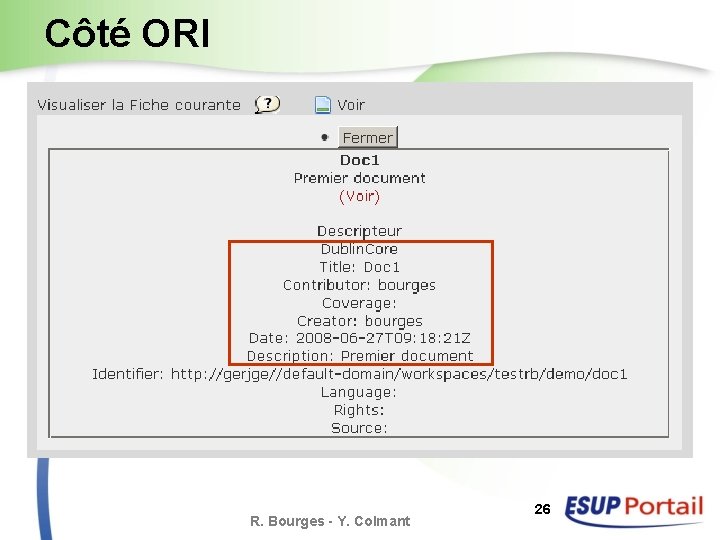 Côté ORI R. Bourges - Y. Colmant 26 