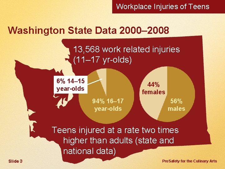 Workplace Injuries of Teens Washington State Data 2000– 2008 13, 568 work related injuries