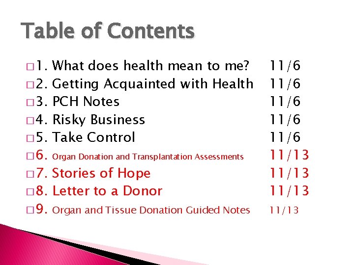 Table of Contents � 1. � 2. � 3. � 4. � 5. What