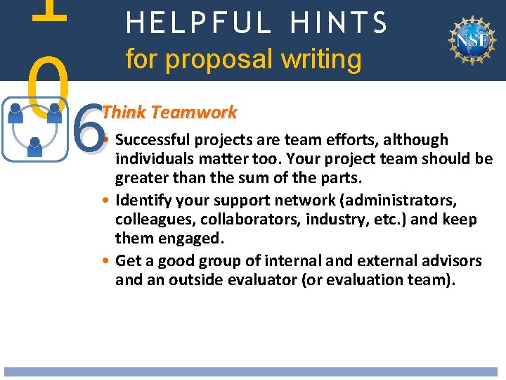 1 06 HELPFUL HINTS National Science Foundation Division of Undergraduate Education (DUE) for proposal