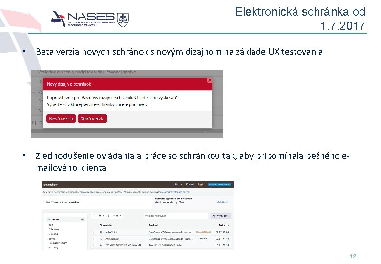 Elektronická schránka od 1. 7. 2017 • Beta verzia nových schránok s novým dizajnom