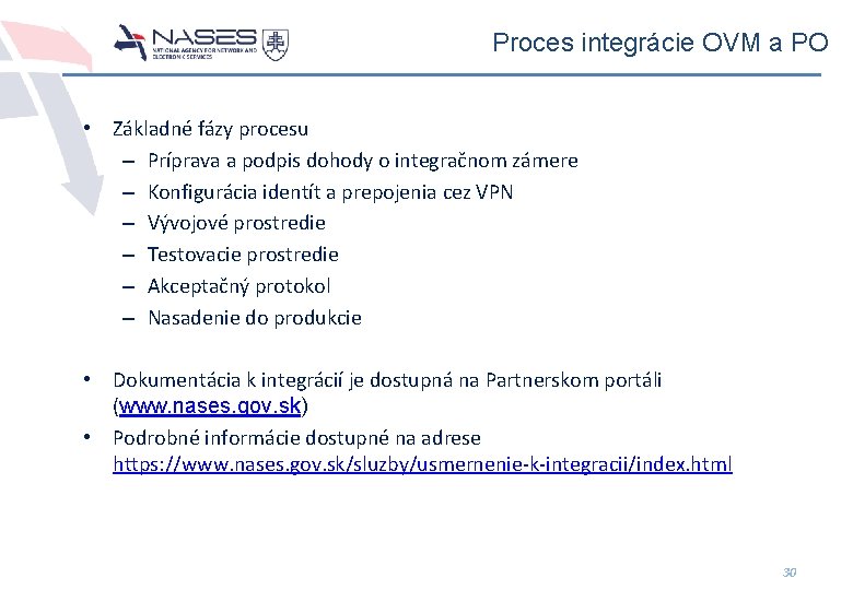 Proces integrácie OVM a PO • Základné fázy procesu – Príprava a podpis dohody