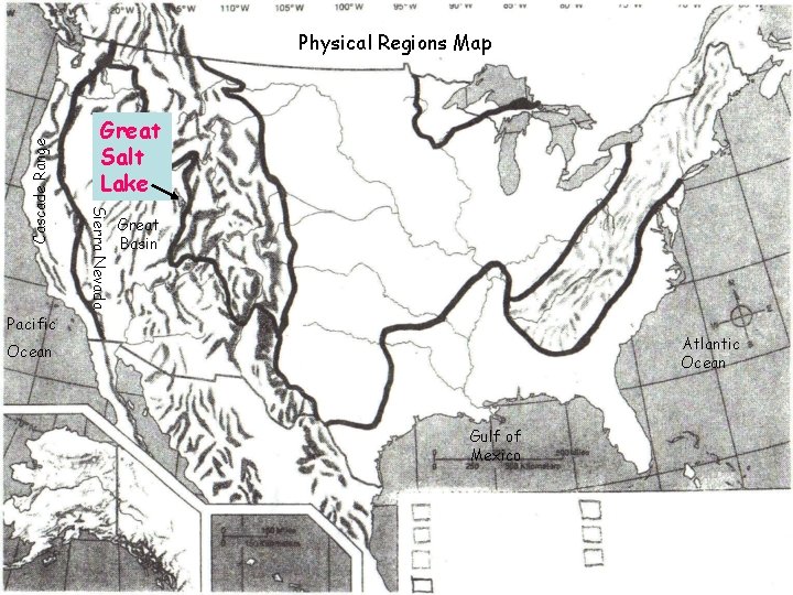 Great Salt Lake Sierra Nevada Cascade Range Physical Regions Map Great Basin Pacific Atlantic