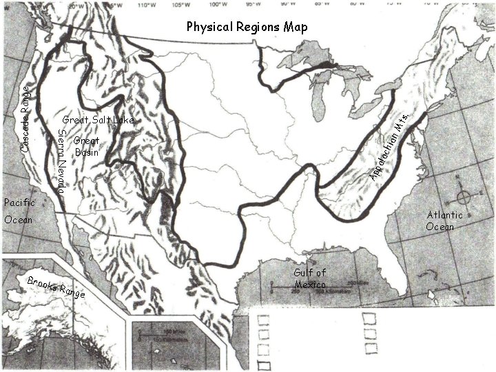 Cascade Range Physical Regions Map pal ach i Great Basin Ap Sierra Nevada an