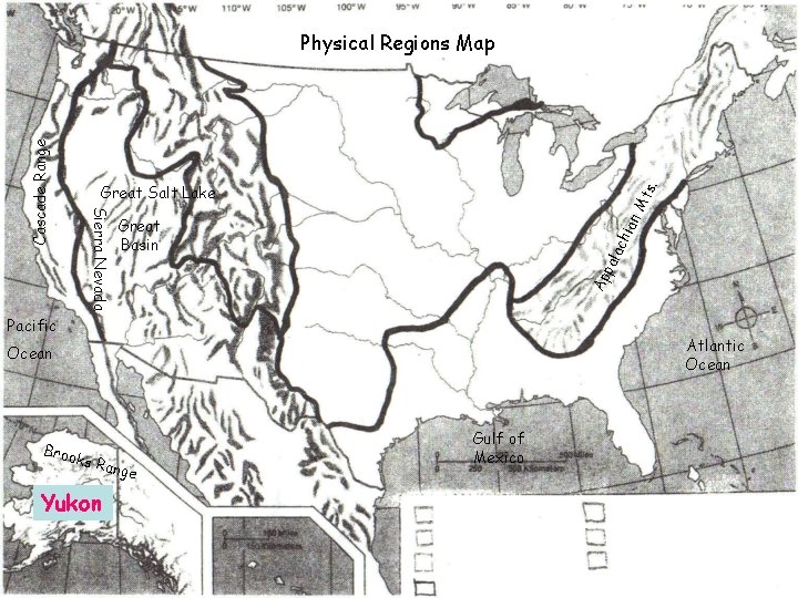 Cascade Range Physical Regions Map pal ach i Great Basin Ap Sierra Nevada an