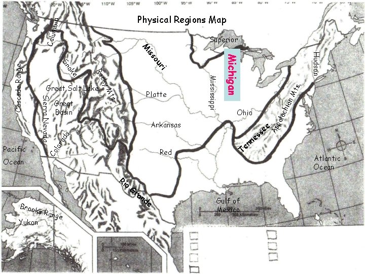 Colum bia Physical Regions Map Superior Red ks R ange Yukon o Gr an