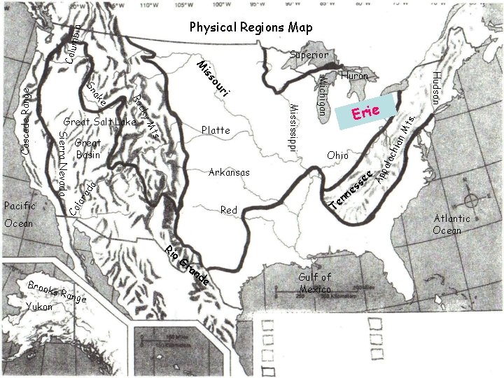 Colum bia Physical Regions Map Superior ks R ange Yukon o Gr an de