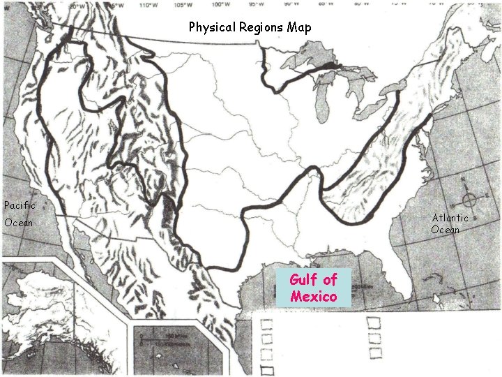 Physical Regions Map Pacific Atlantic Ocean Gulf of Mexico 