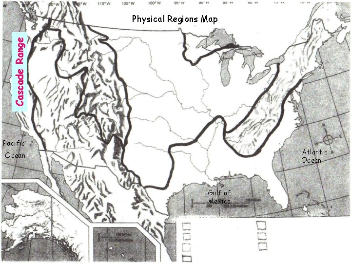 Cascade Range Physical Regions Map Pacific Atlantic Ocean Gulf of Mexico 