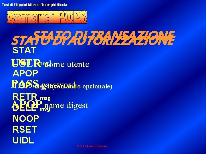 Tesi di Filippini Michele Terenghi Nicola STATO DI TRANSAZIONE STATO DI AUTORIZZAZIONE STAT LIST