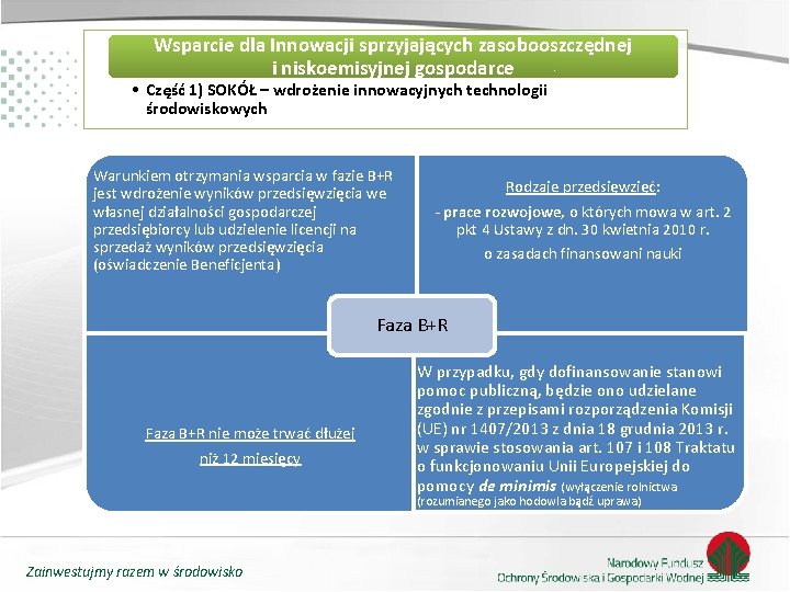 Wsparcie dla Innowacji sprzyjających zasobooszczędnej i niskoemisyjnej gospodarce • Część 1) SOKÓŁ – wdrożenie