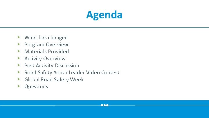 Agenda • • What has changed Program Overview Materials Provided Activity Overview Post Activity