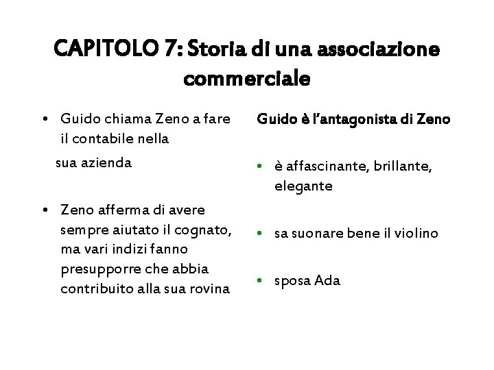 CAPITOLO 7: Storia di una associazione commerciale • Guido chiama Zeno a fare il