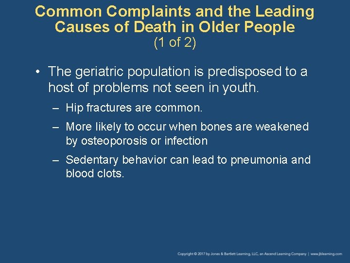 Common Complaints and the Leading Causes of Death in Older People (1 of 2)