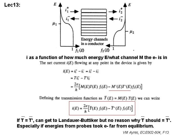 Lec 13: i as a function of how much energy E/what channel M the