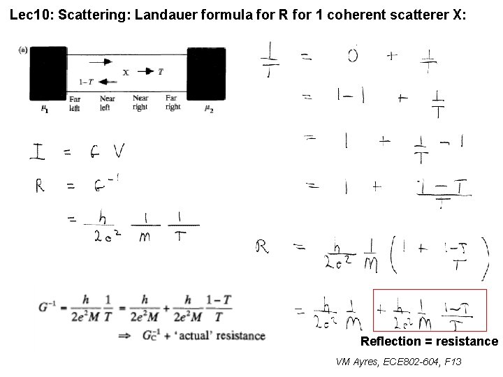 Lec 10: Scattering: Landauer formula for R for 1 coherent scatterer X: Reflection =