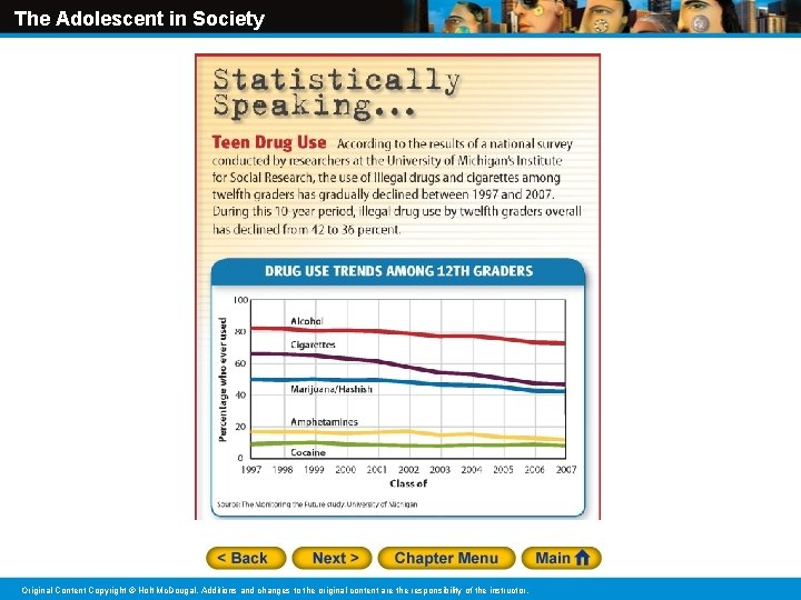 The Adolescent in Society Original Content Copyright © Holt Mc. Dougal. Additions and changes