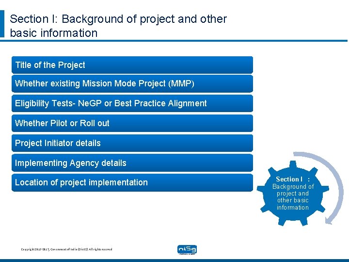 Section I: Background of project and other basic information Title of the Project Whether