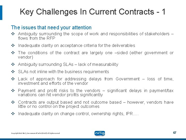 Key Challenges In Current Contracts - 1 The issues that need your attention v