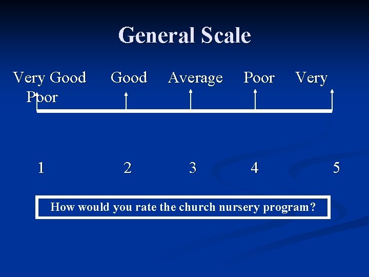 General Scale Very Good Poor 1 Good Average Poor 2 3 4 Very How