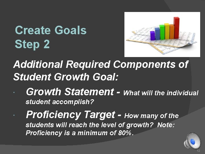 Create Goals Step 2 Additional Required Components of Student Growth Goal: Growth Statement -