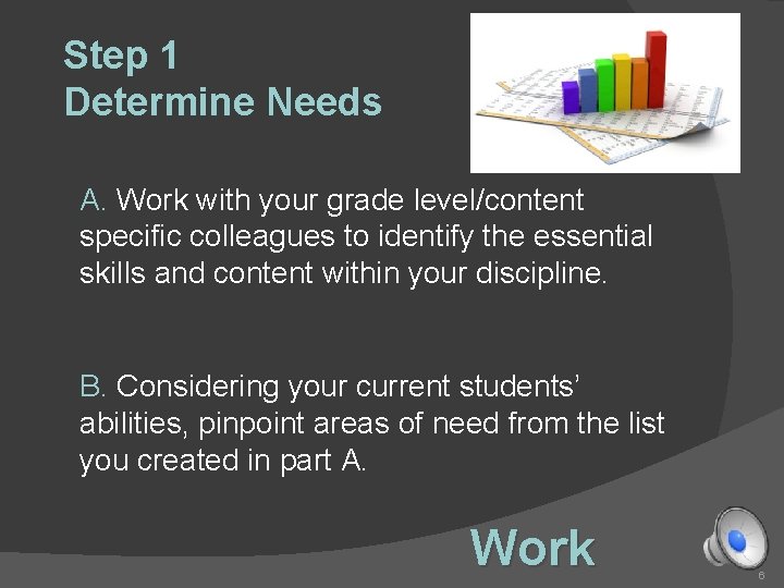 Step 1 Determine Needs A. Work with your grade level/content specific colleagues to identify