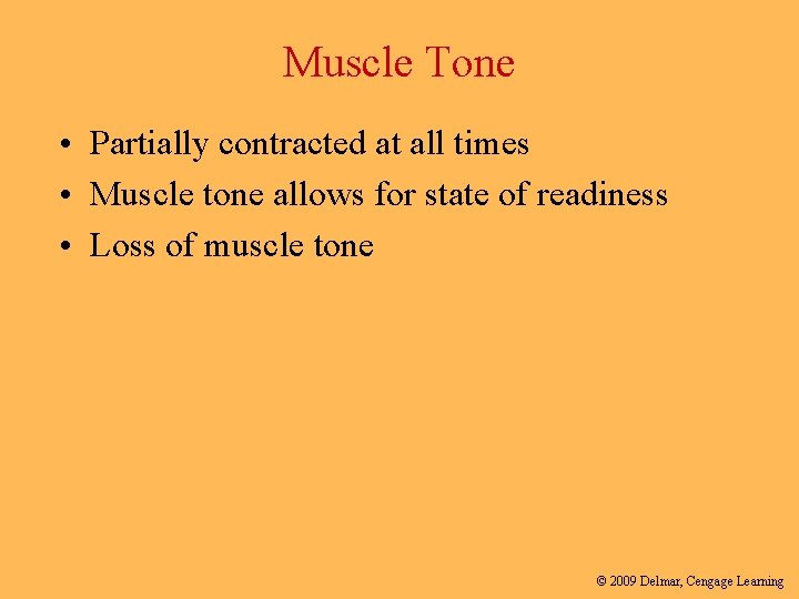 Muscle Tone • Partially contracted at all times • Muscle tone allows for state
