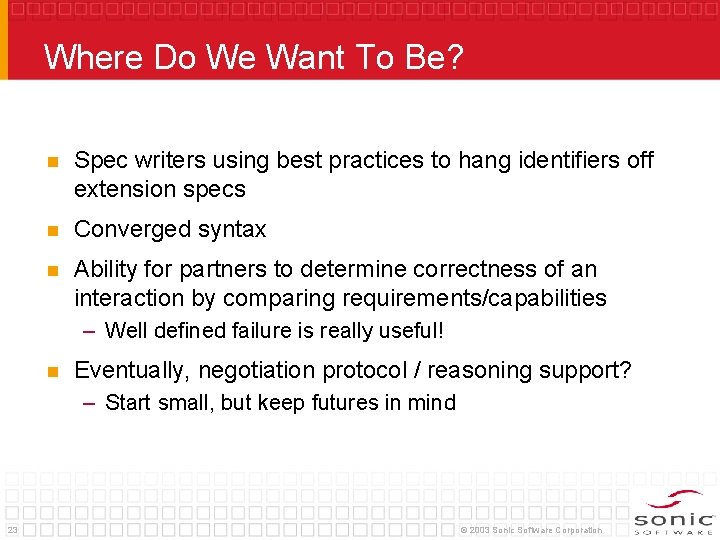 Where Do We Want To Be? n Spec writers using best practices to hang