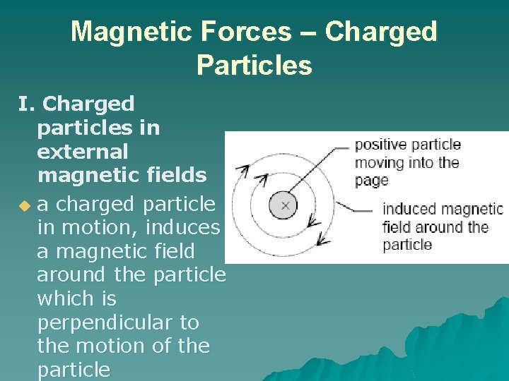 Magnetic Forces – Charged Particles I. Charged particles in external magnetic fields u a