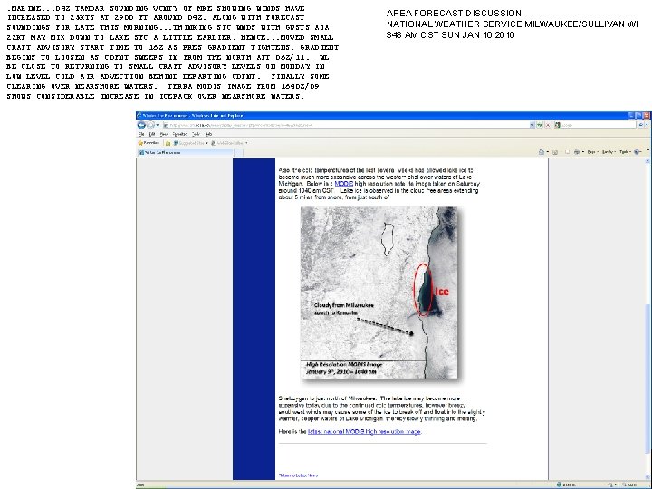 . MARINE. . . 04 Z TAMDAR SOUNDING VCNTY OF MKE SHOWING WINDS HAVE