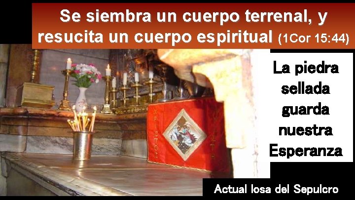 Se siembra un cuerpo terrenal, y resucita un cuerpo espiritual (1 Cor 15: 44)
