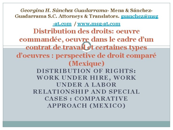 Georgina H. Sánchez Guadarrama- Mena & Sánchez. Guadarrama S. C. Attorneys & Translators. gsanchez@msg