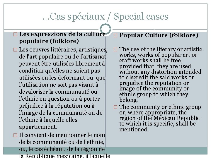 …Cas spéciaux / Special cases � Les expressions de la culture � Popular Culture