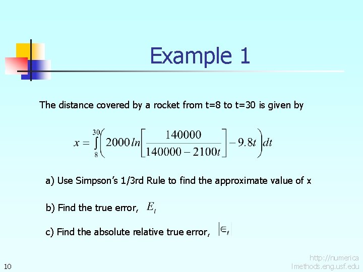 Example 1 The distance covered by a rocket from t=8 to t=30 is given