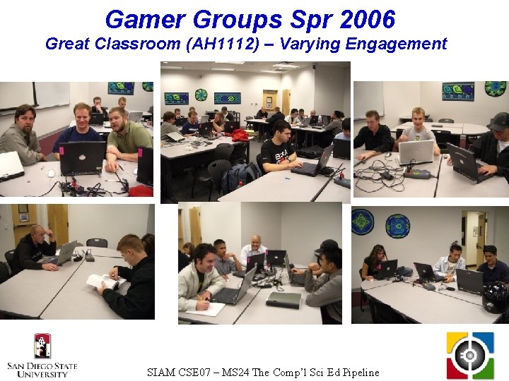 Gamer Groups Spr 2006 Great Classroom (AH 1112) – Varying Engagement SIAM CSE 07