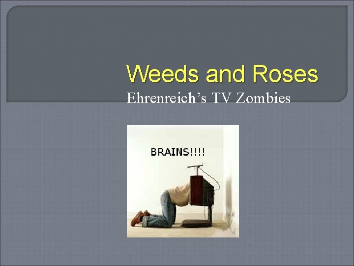 Weeds and Roses Ehrenreich’s TV Zombies 