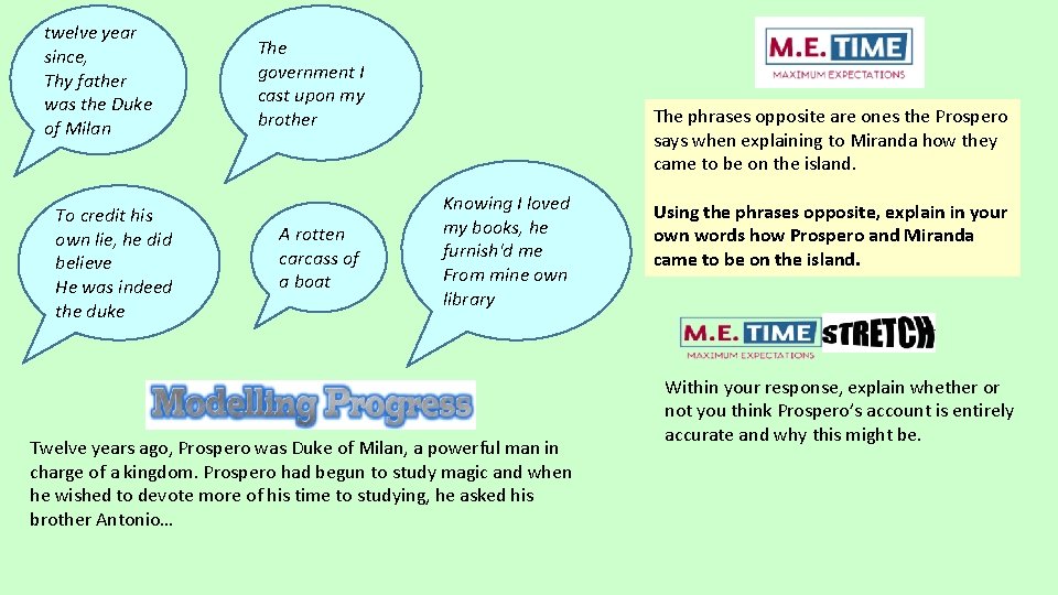 twelve year since, Thy father was the Duke of Milan To credit his own twelve year since, Thy father was the Duke of Milan To credit his own