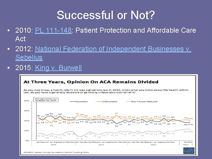 Successful or Not? • 2010: PL 111 -148: Patient Protection and Affordable Care Act
