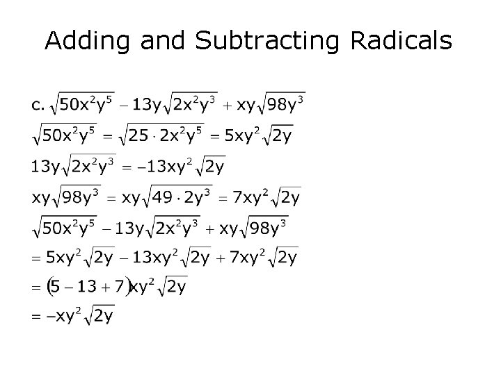 Adding and Subtracting Radicals 