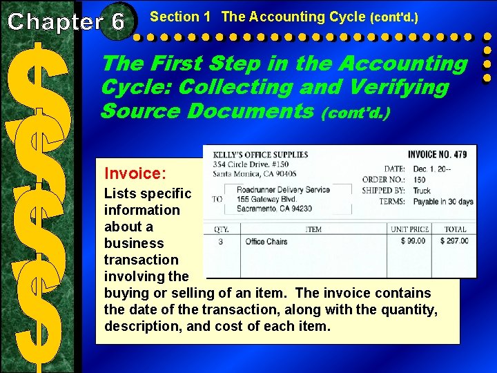 Section 1 The Accounting Cycle (cont'd. ) The First Step in the Accounting Cycle: