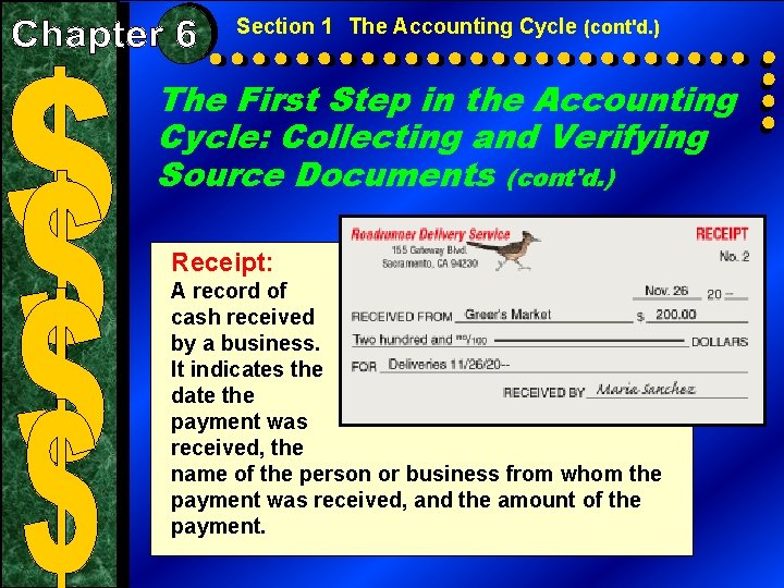 Section 1 The Accounting Cycle (cont'd. ) The First Step in the Accounting Cycle: