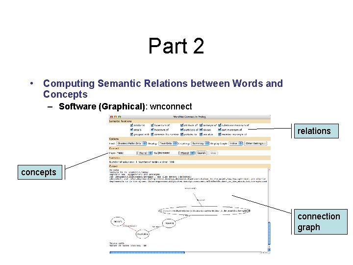 Part 2 • Computing Semantic Relations between Words and Concepts – Software (Graphical): wnconnect